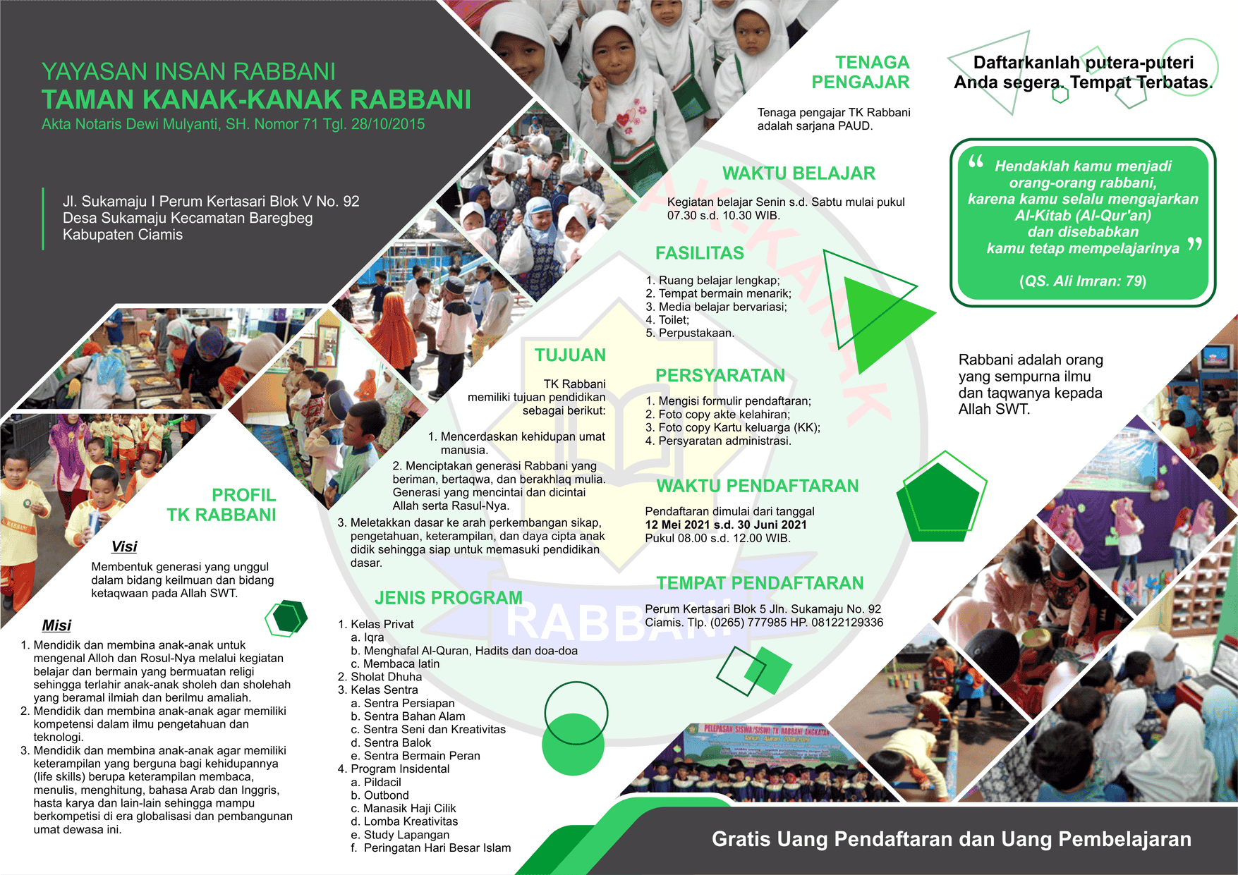 Brosur Pendaftaran TK Rabbani